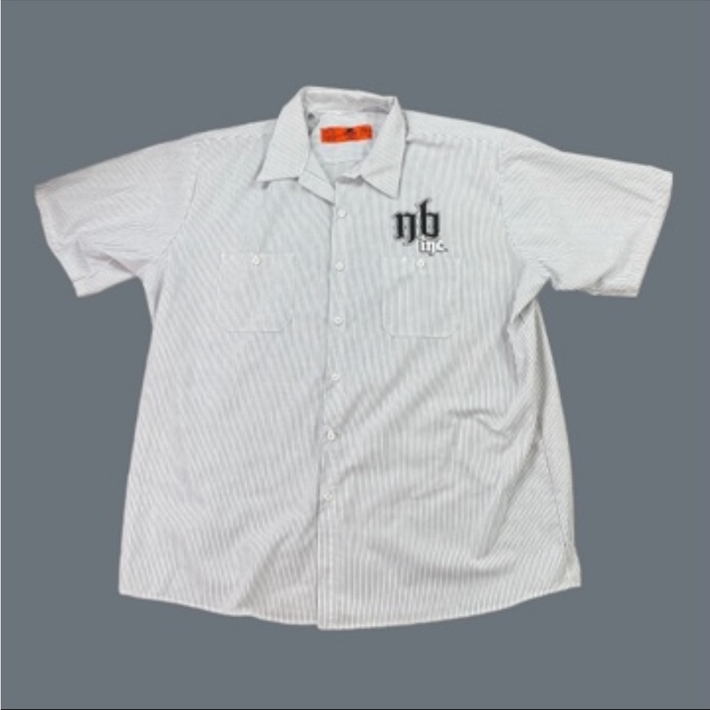 Men’s Red Kap white and black short sleeve button down shirt size XXL